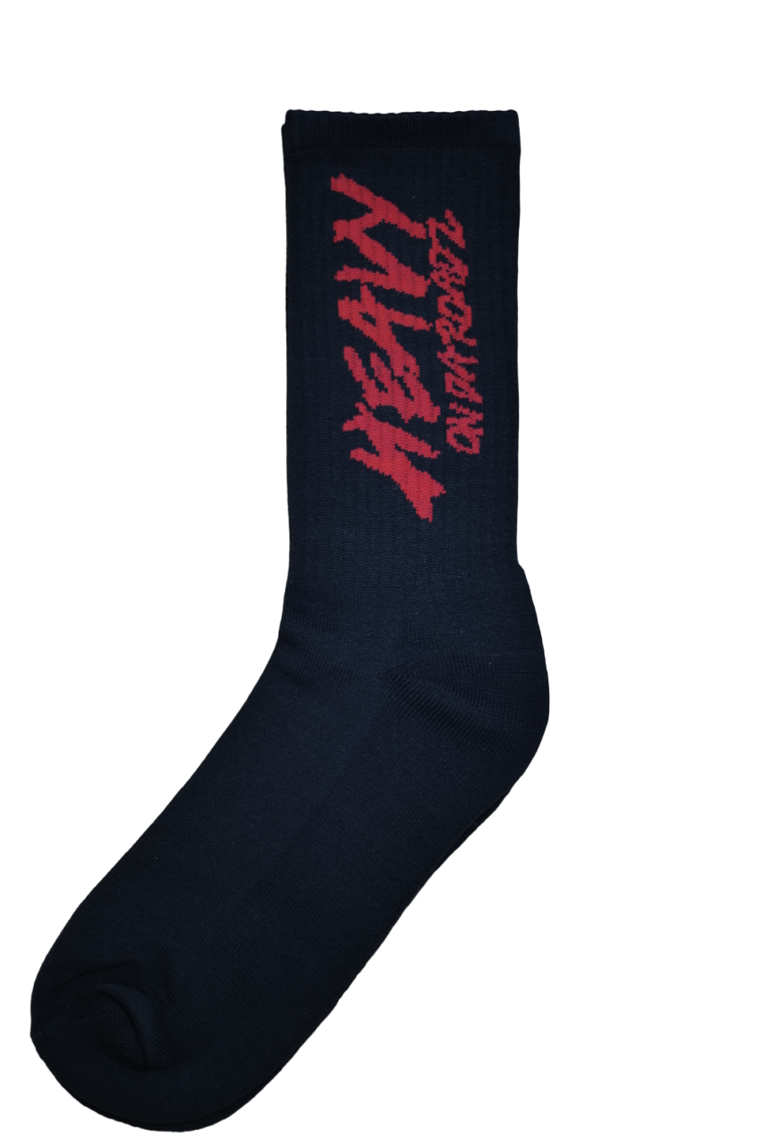 Black Socks with Red Logo