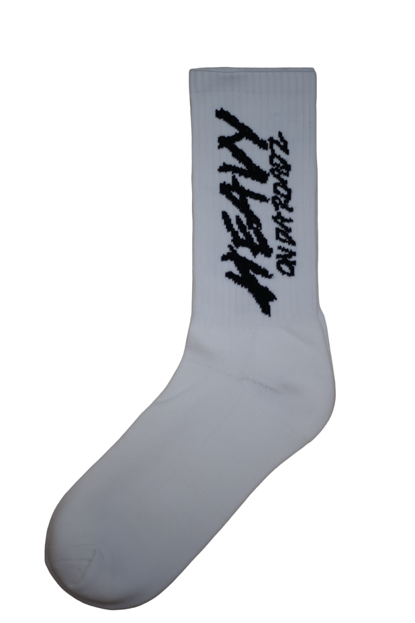 White Socks with Black Logo